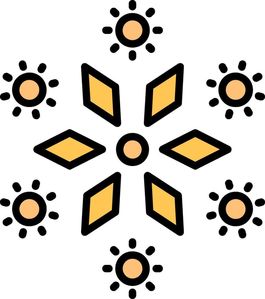 Firework Line Filled Icon vector