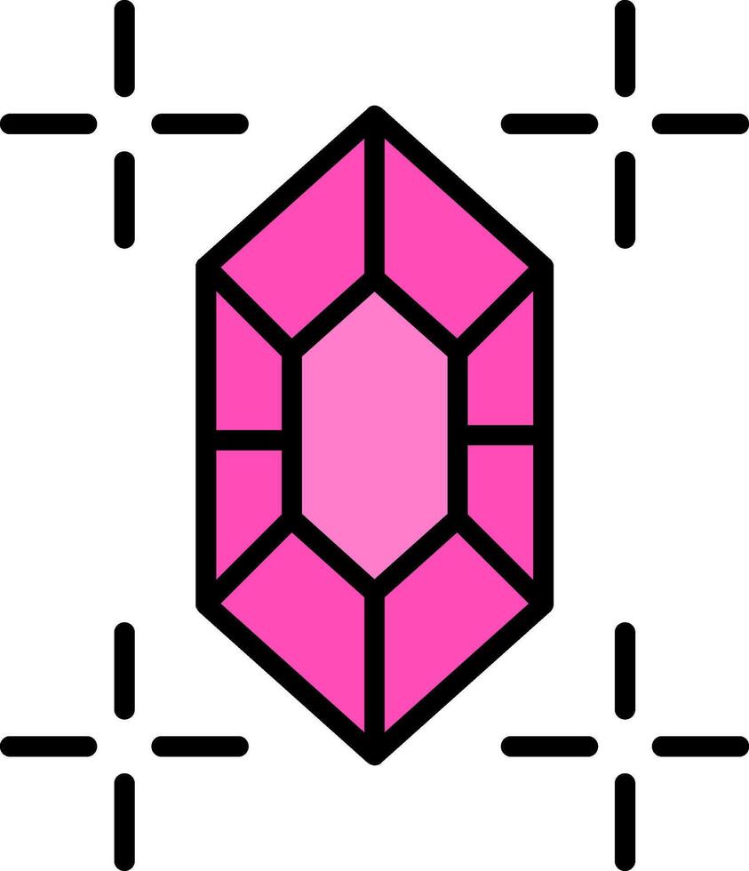 Gem Line Filled Icon vector