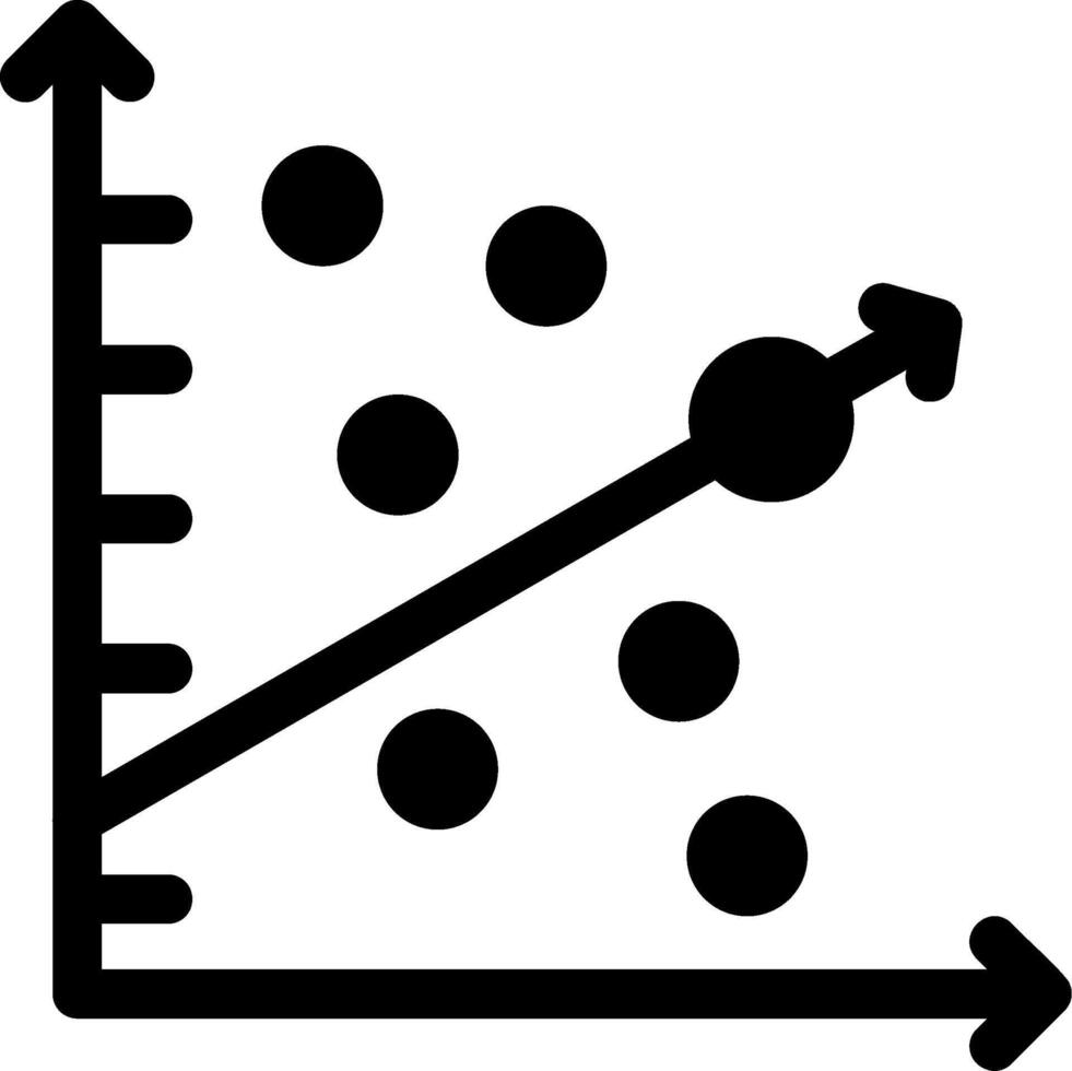 icono de glifo de gráfico de dispersión vector