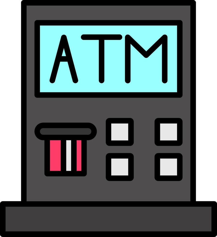 Atm Machine Line Filled Icon vector