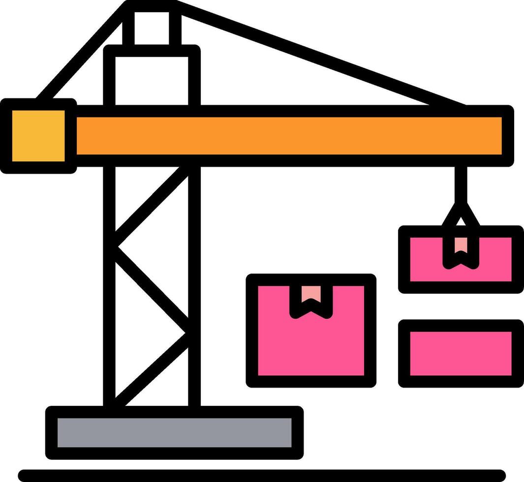 Crane Line Filled Icon vector