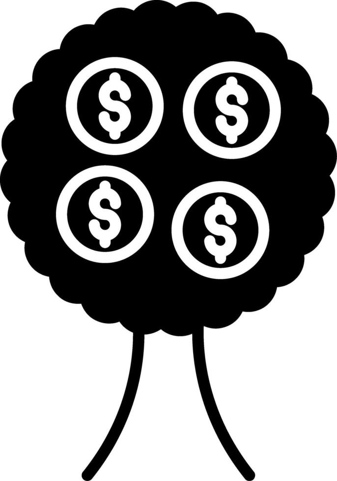 dinero árbol glifo icono vector