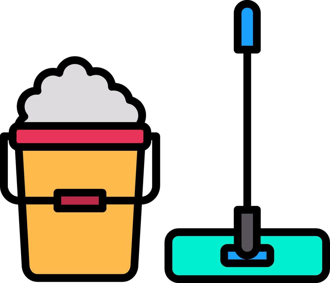 Mop Line Filled Icon vector