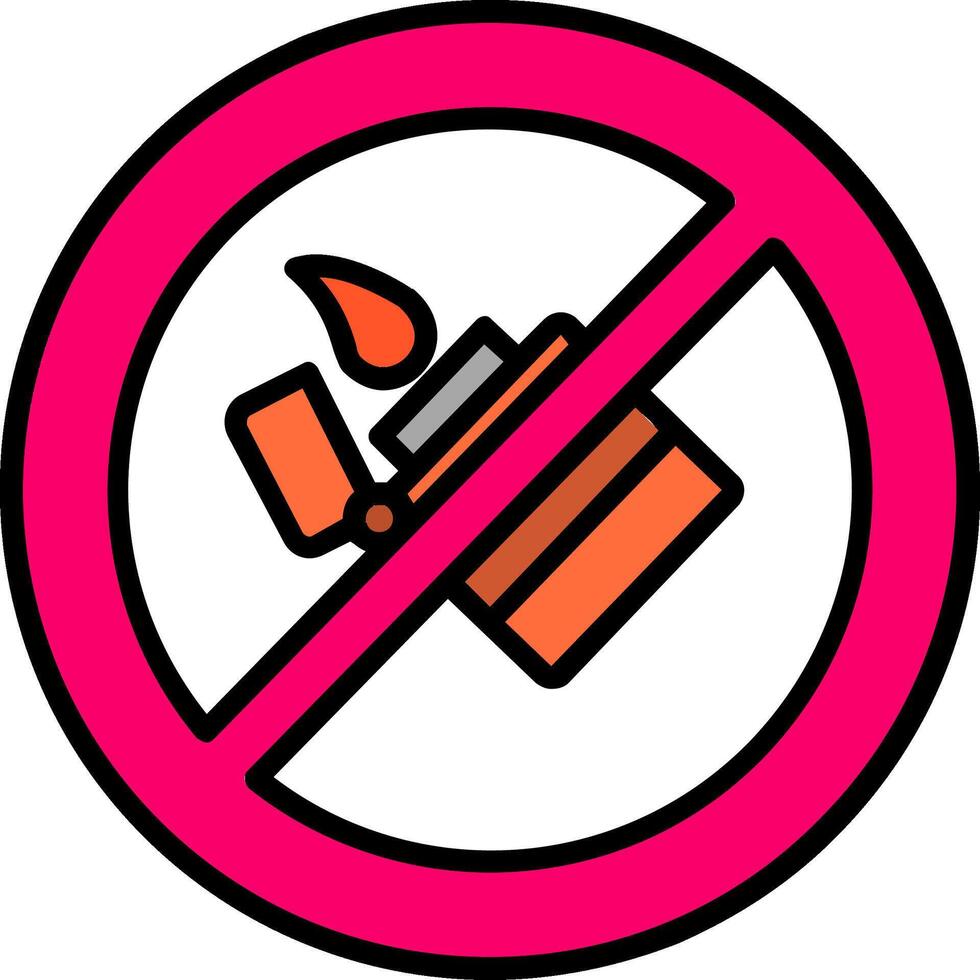 No Lighter Line Filled Icon vector