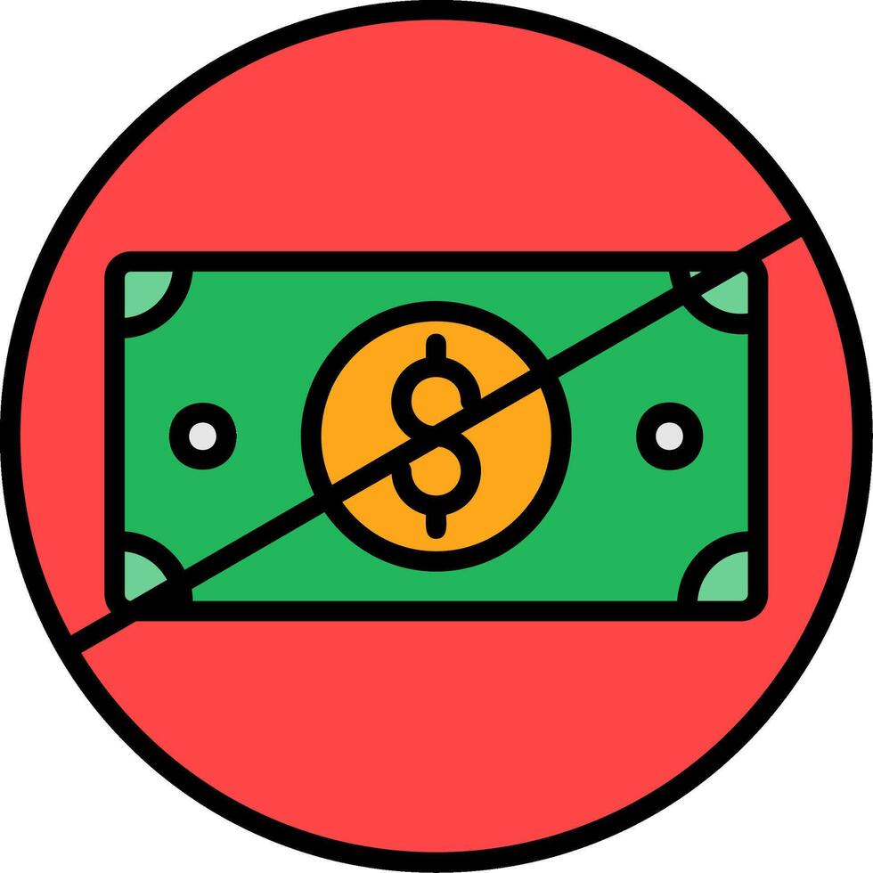 No Money Line Filled Icon vector