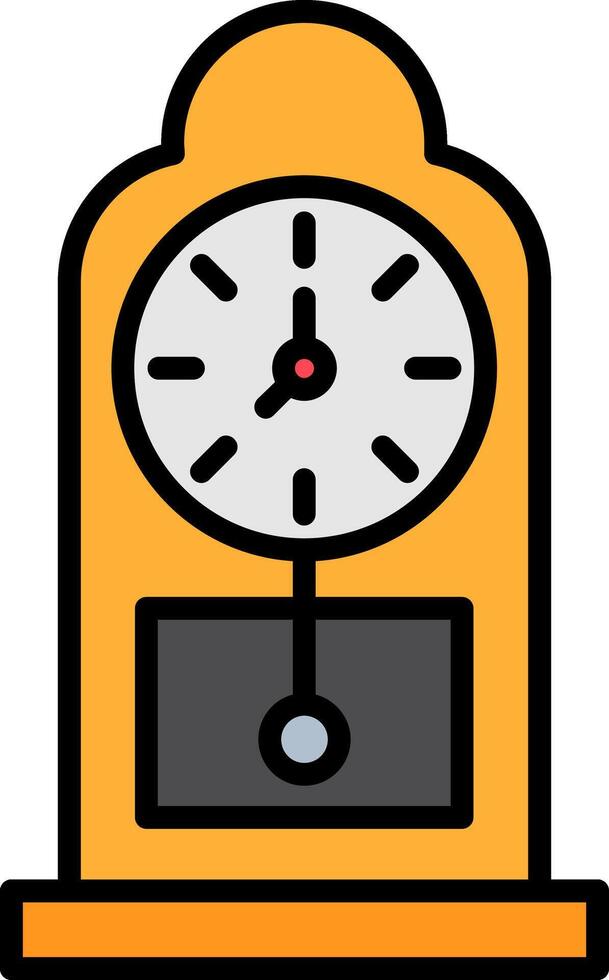 Grandfather Clock Line Filled Icon vector