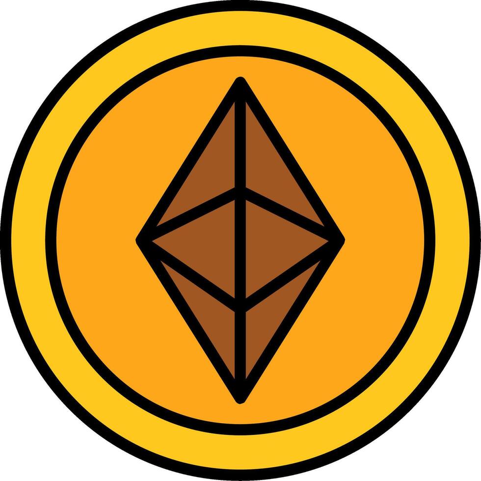 ethereum línea lleno icono vector