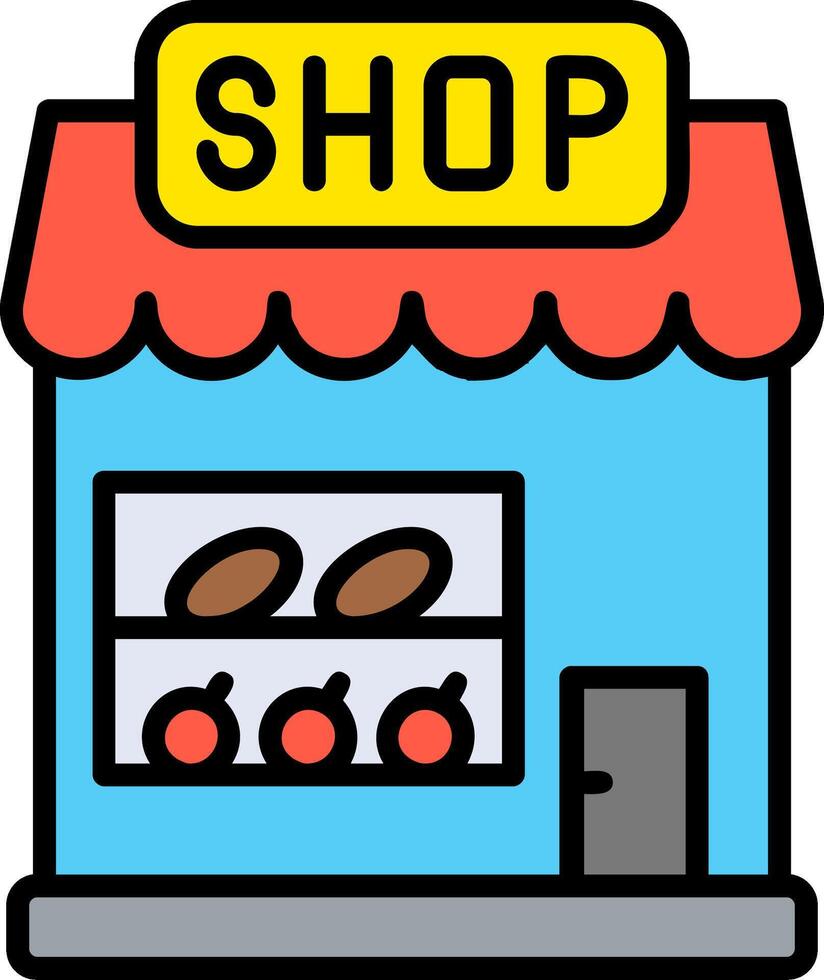 Ice Cream Shop Line Filled Icon vector