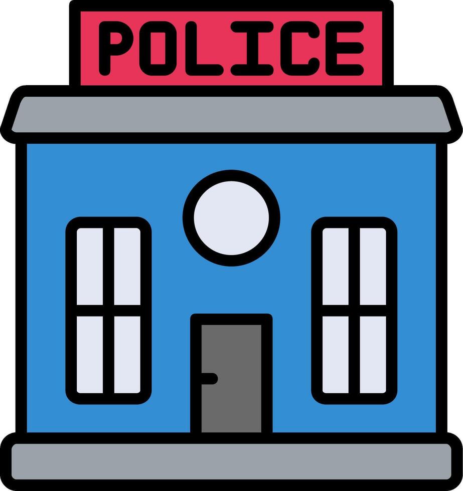 policía estación línea lleno icono vector