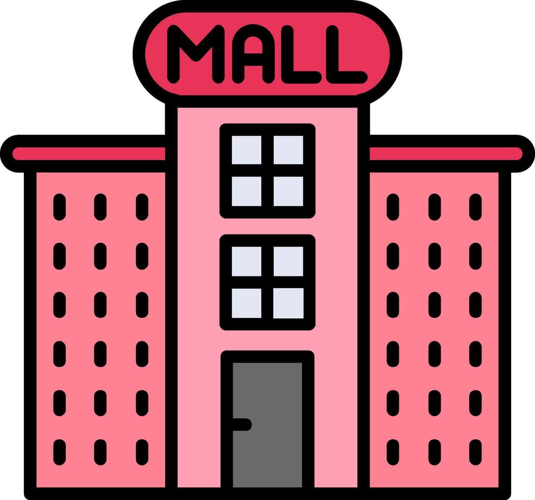 Shopping Mall Line Filled Icon vector