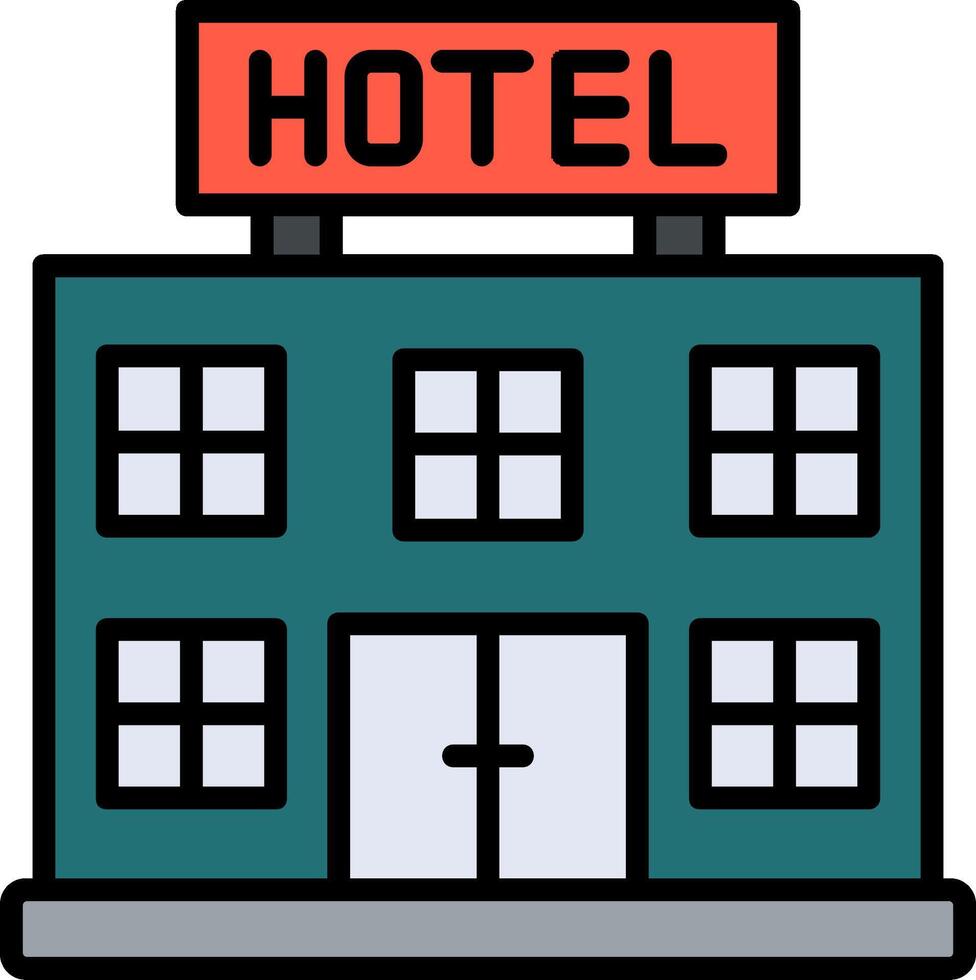 Hotel Line Filled Icon vector