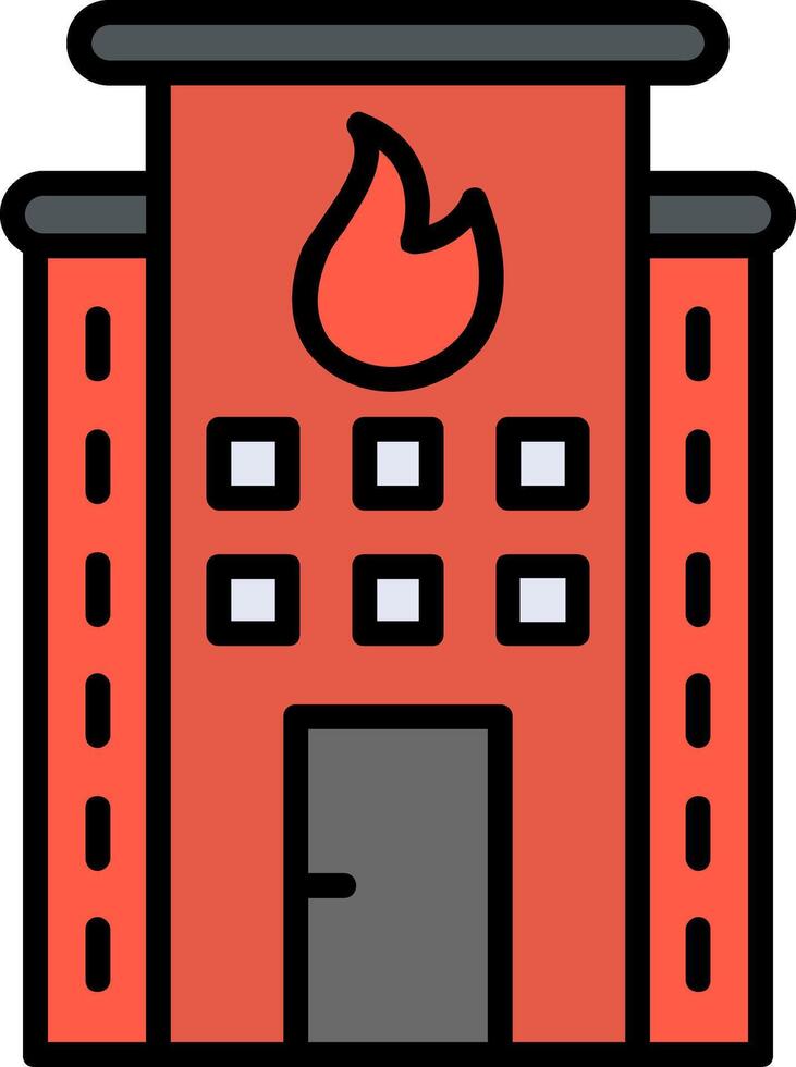 Fire Station Line Filled Icon vector