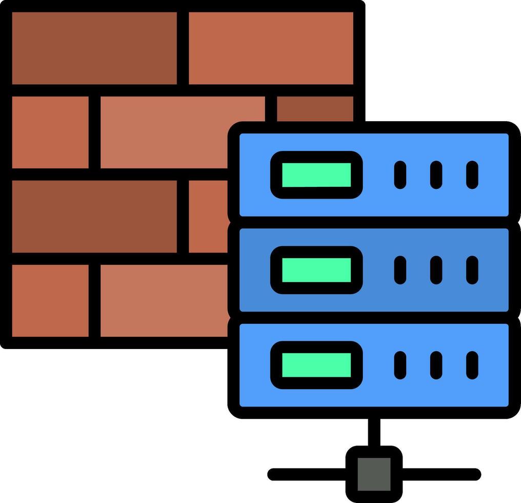 Firewall Line Filled Icon vector