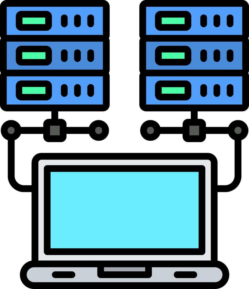Data Network Line Filled Icon vector