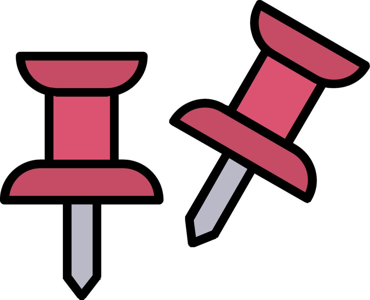 Push Pin Line Filled Icon vector