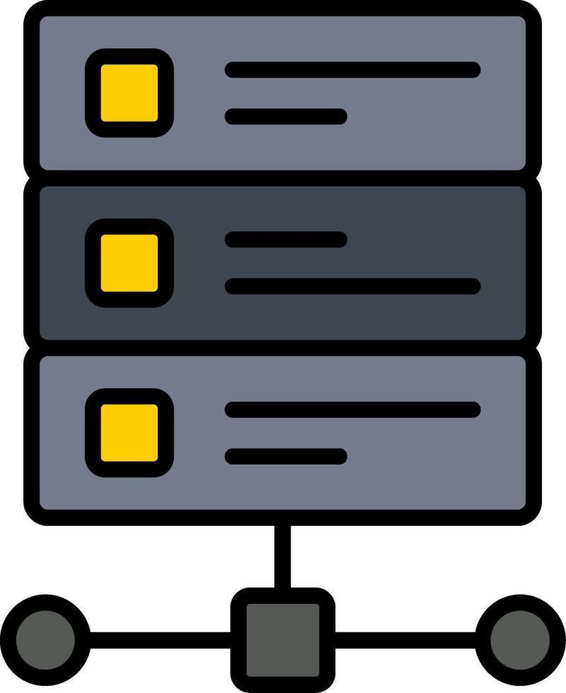 icono lleno de línea de base de datos vector