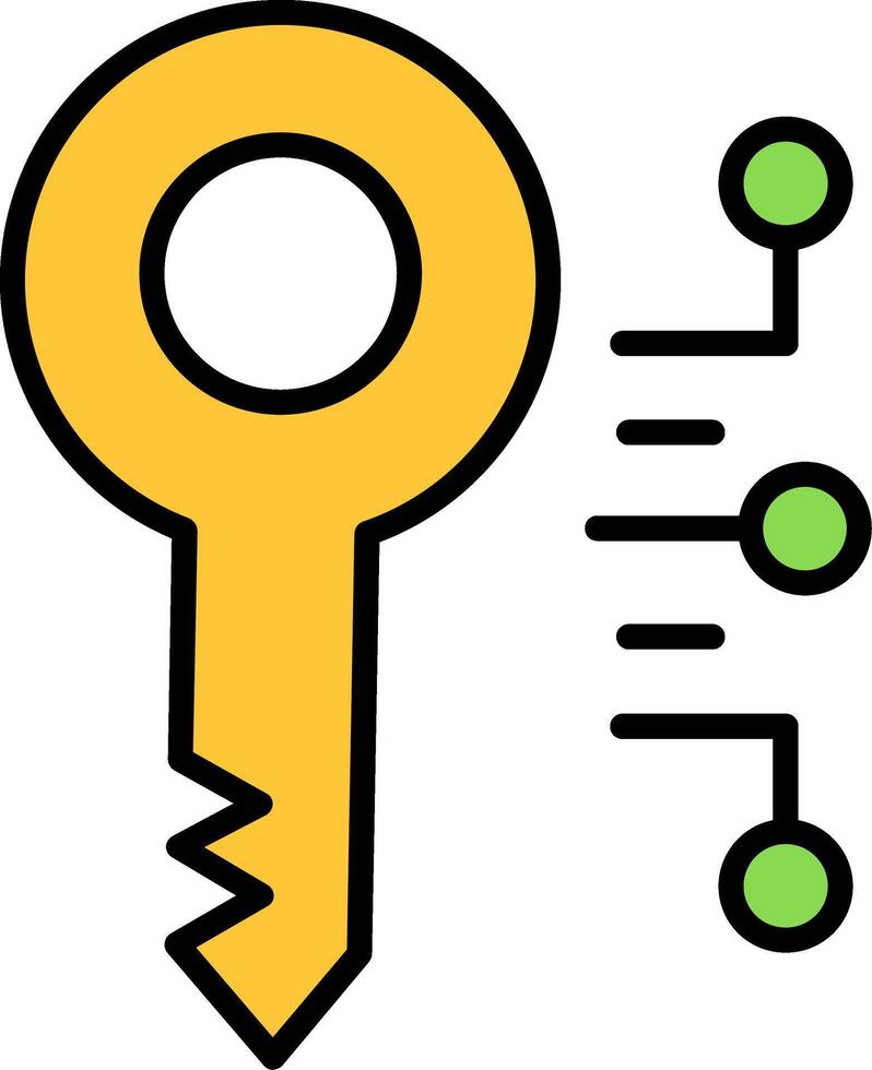 Digital Key Line Filled Icon vector