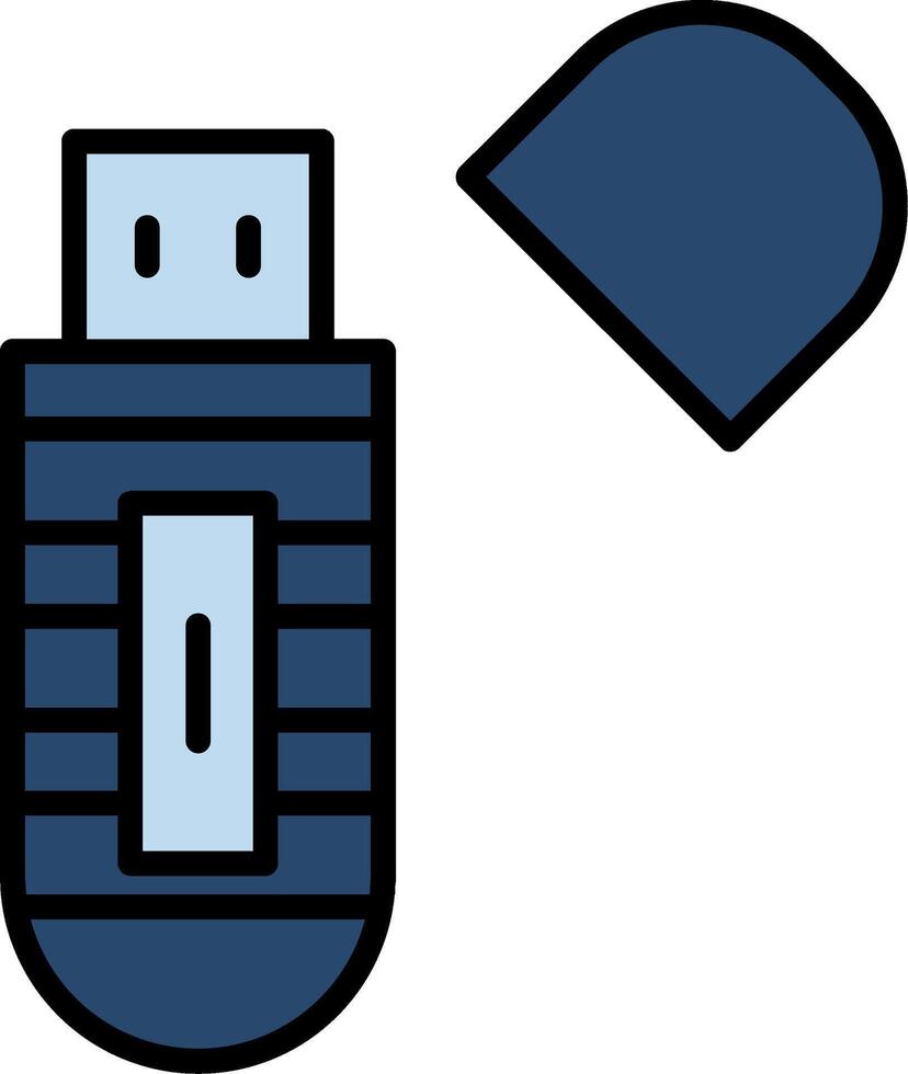 Usb Stick Line Filled Icon vector