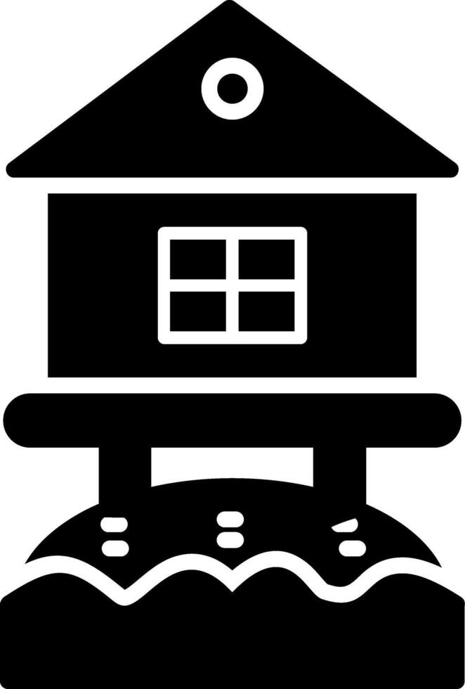 Beach Hut Glyph Icon vector