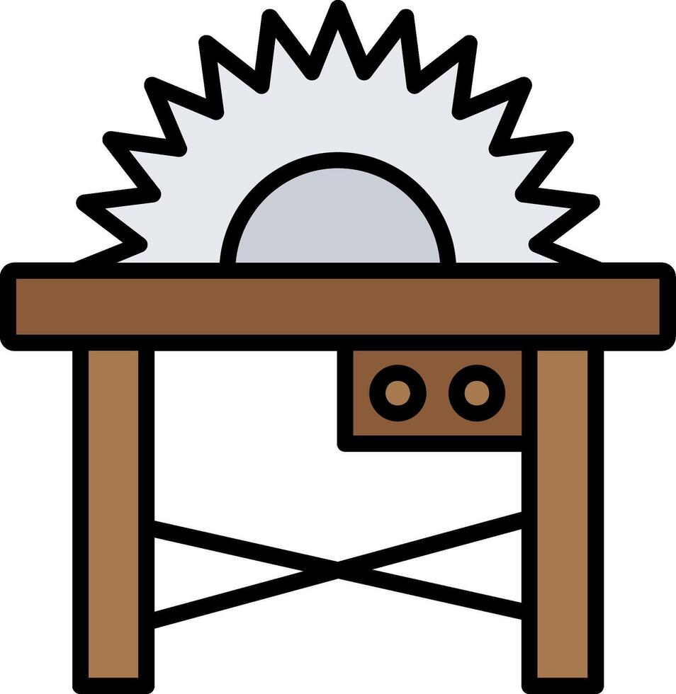 icono lleno de línea de sierra de mesa vector