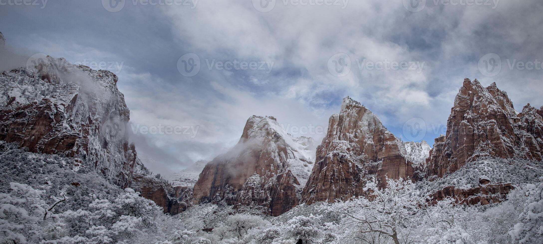 Zion Canyon Winter Panorama photo