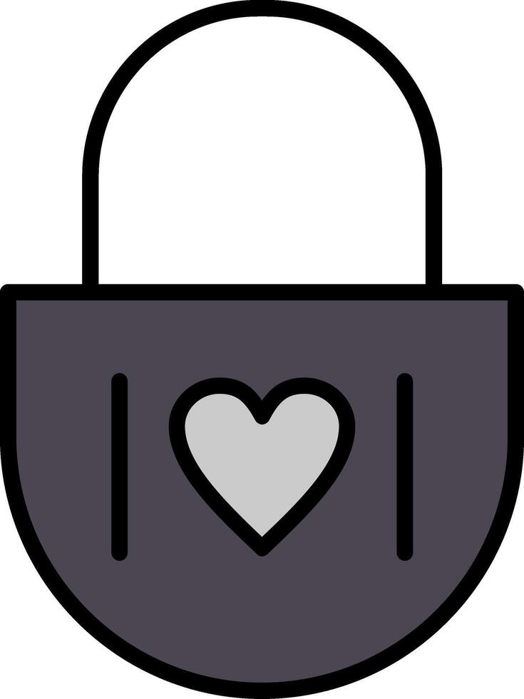 Heart Lock Line Filled Icon vector