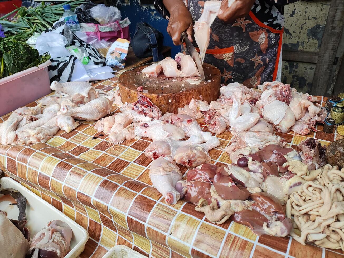 view of activity at traditional market in Surakarta, Indonesia photo