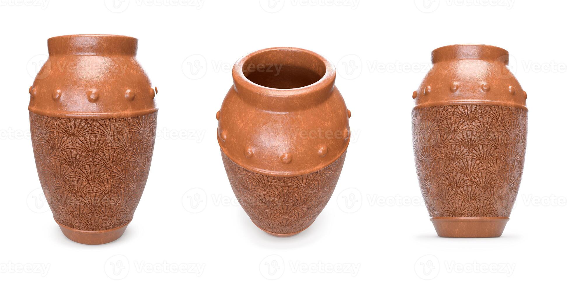 brown decorative clay vase in the setting photo