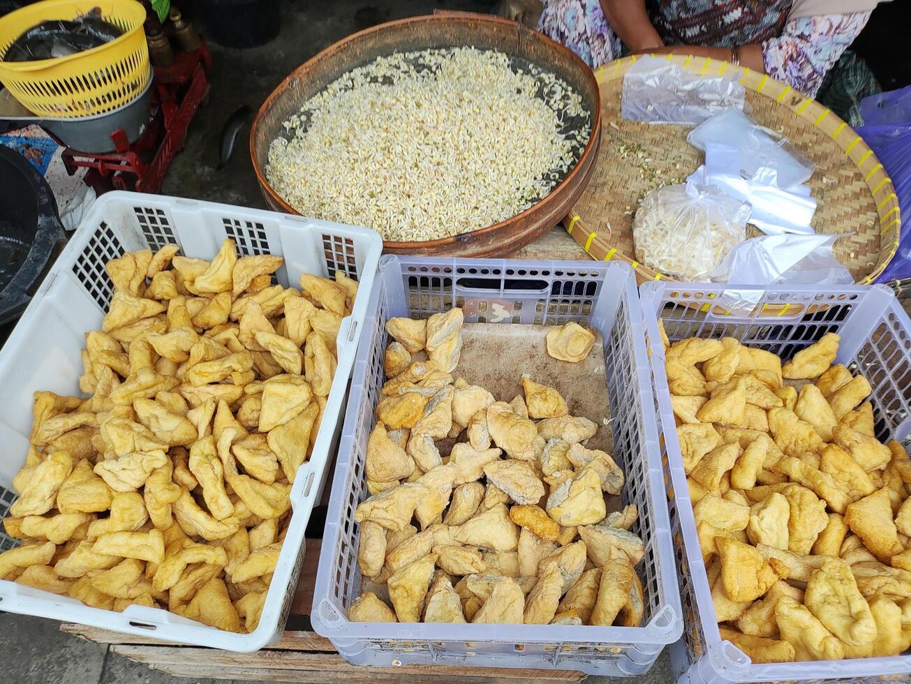 view of activities at traditional market in Surakarta, Indonesia photo