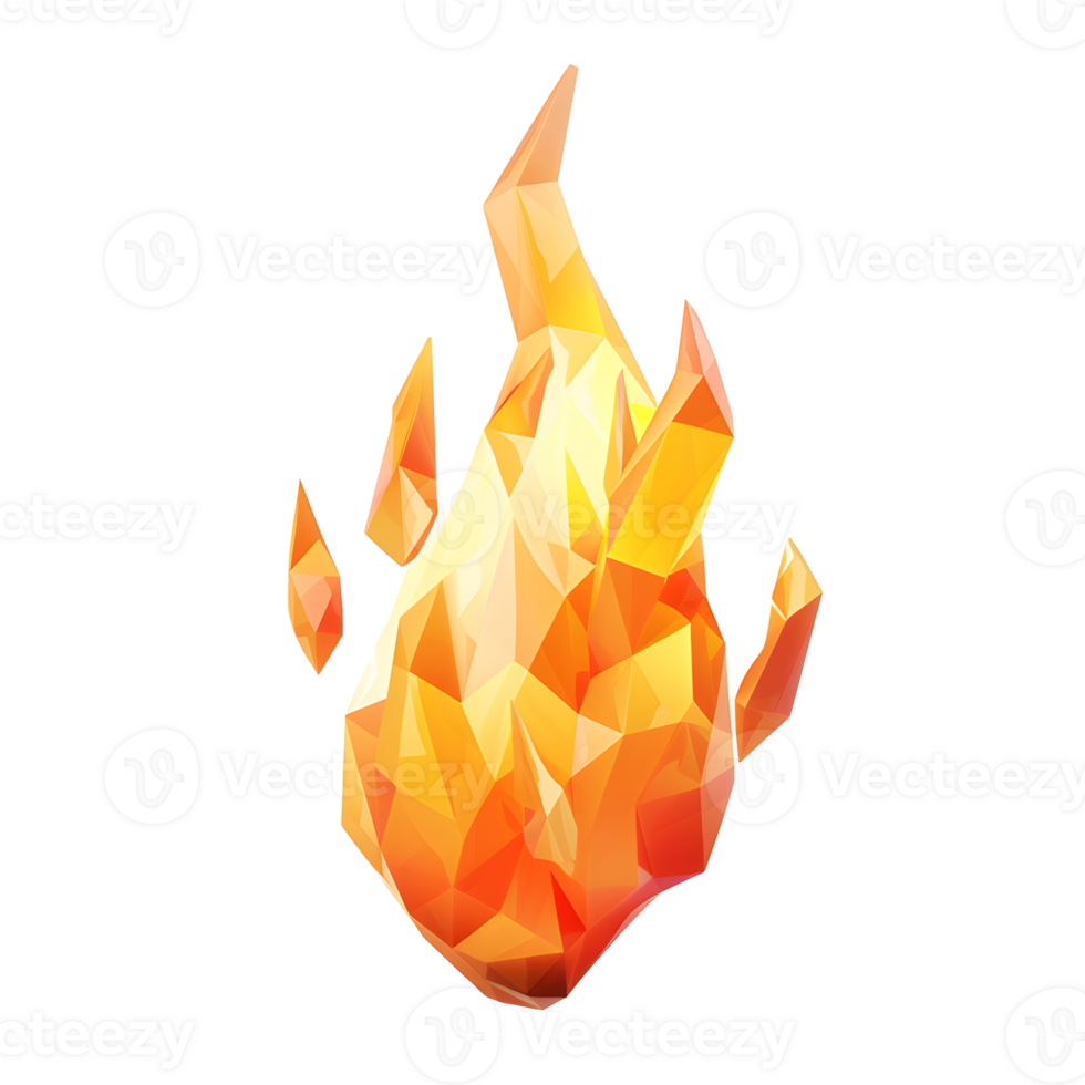 Polygonal fire isolated on transparent background png