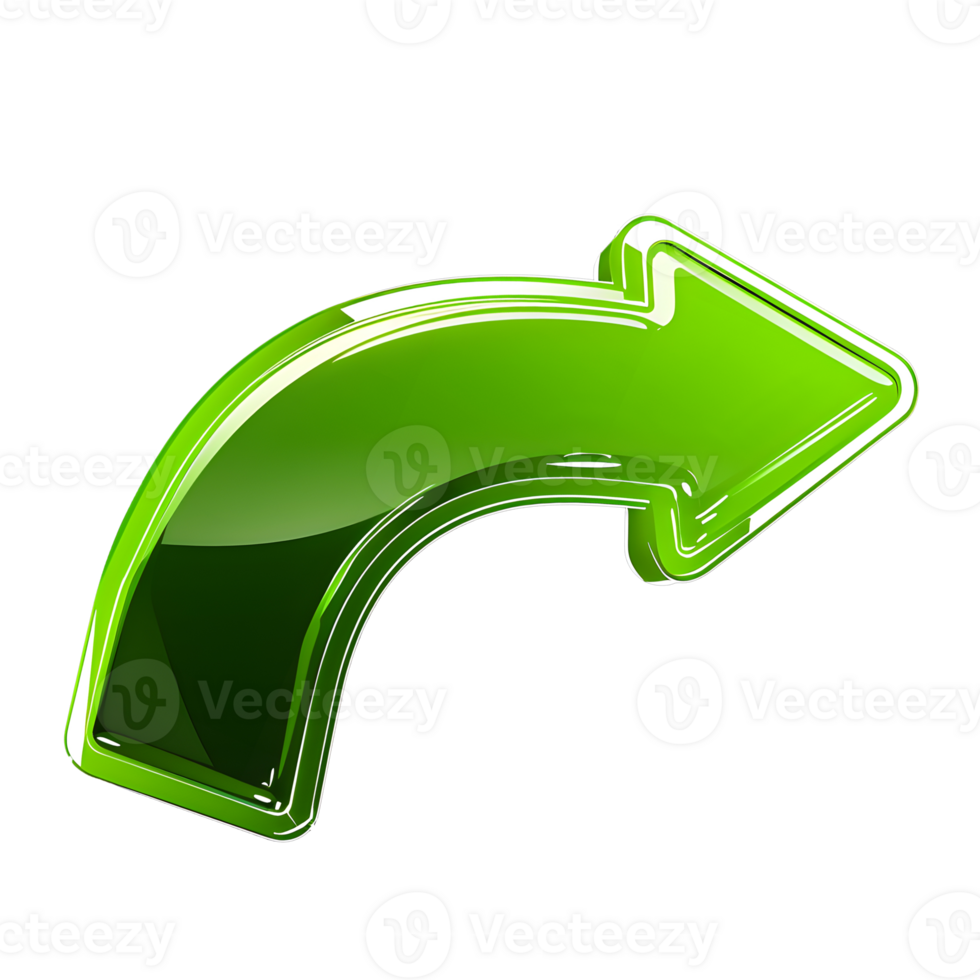 3d curvado verde seta isolado em transparente fundo png