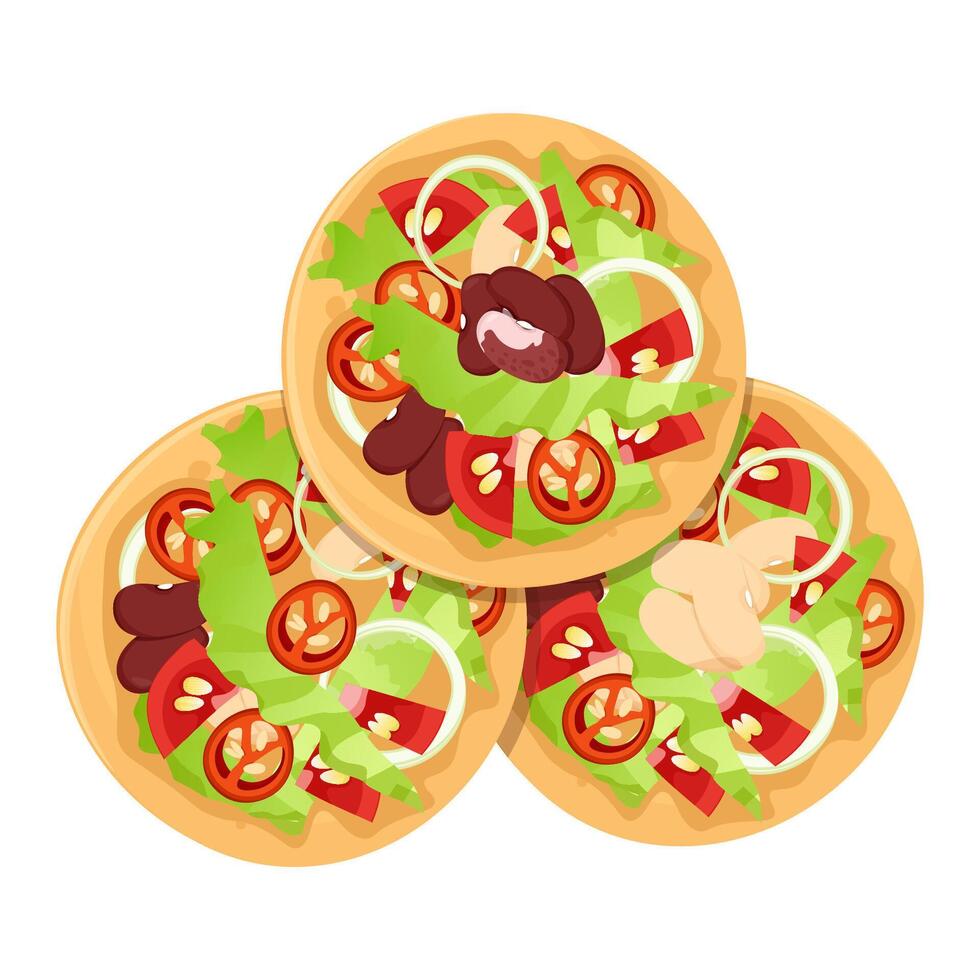 conjunto de redondo mexicano tacos con relleno vector