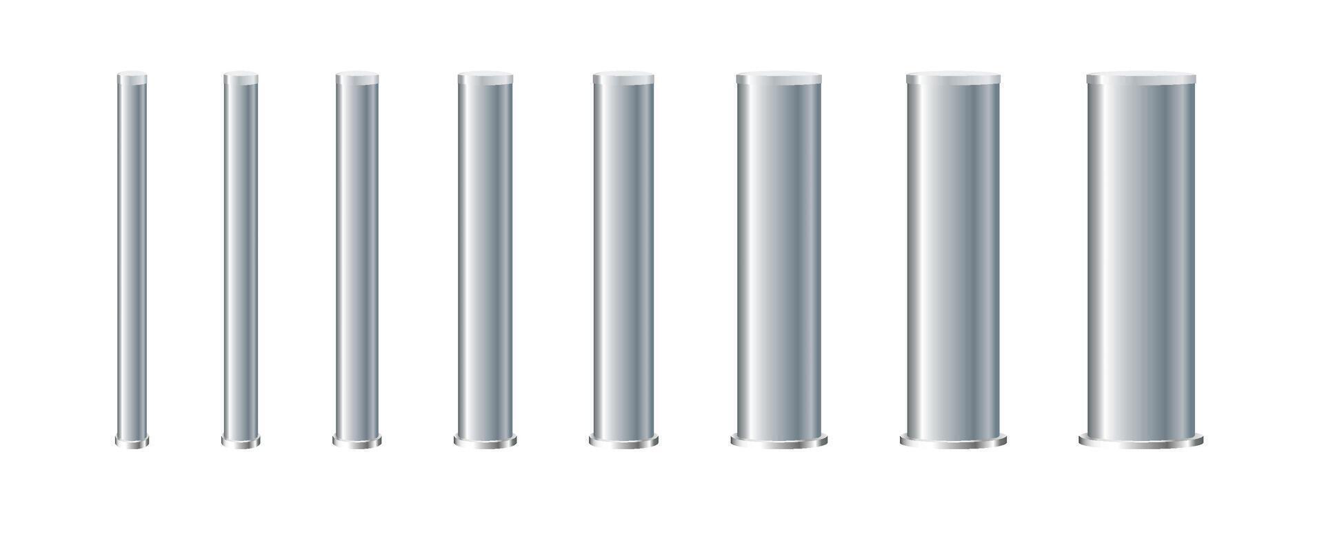 Metal poles with different diameters vector