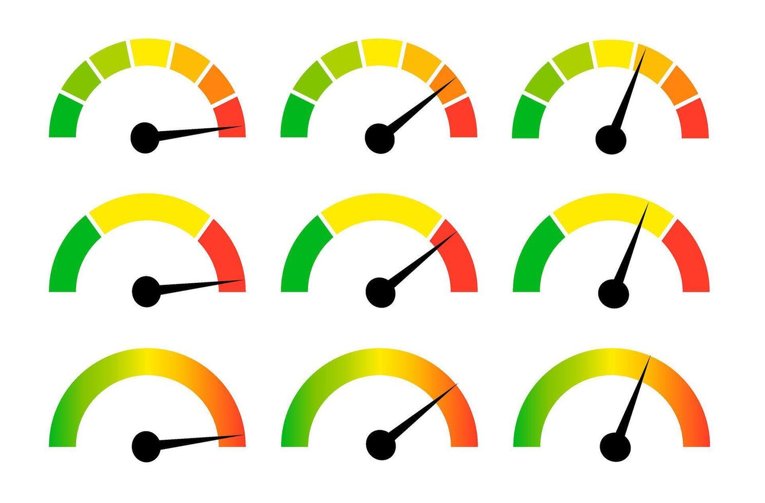 Speedometer gauge meter icons. vector