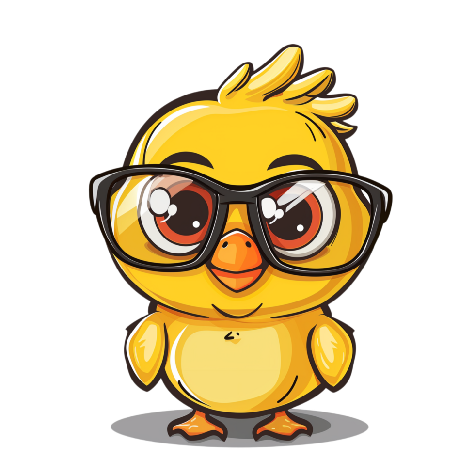 Cute kawaii chicken chibi mascot cartoon style png