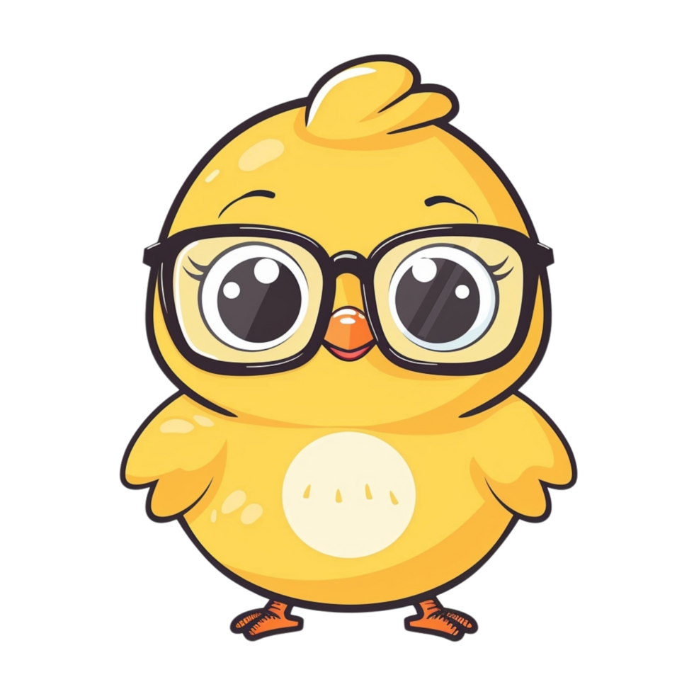 Cute kawaii chicken chibi mascot cartoon style png