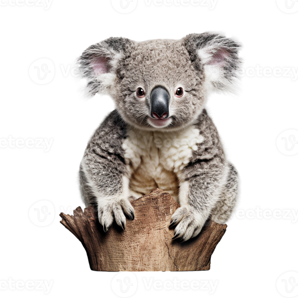 Cute Koala Bear with a Tree Stump png