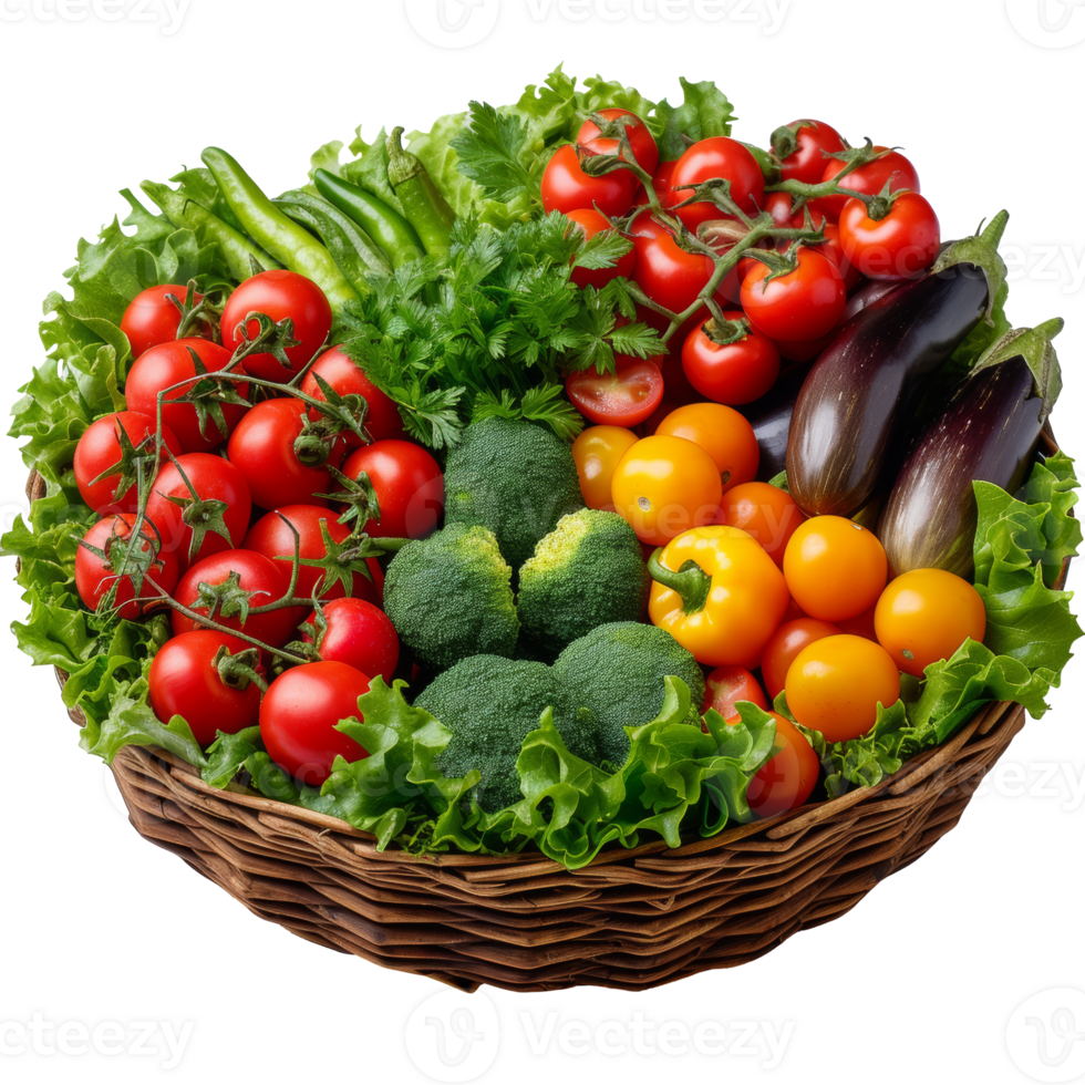 Bountiful Harvest A Wicker Basket Overflowing With Fresh Vegetables png
