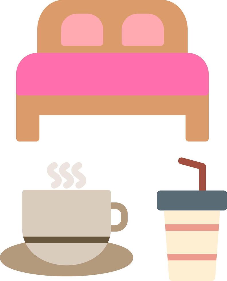 Bed And Breakfast Flat Icon vector