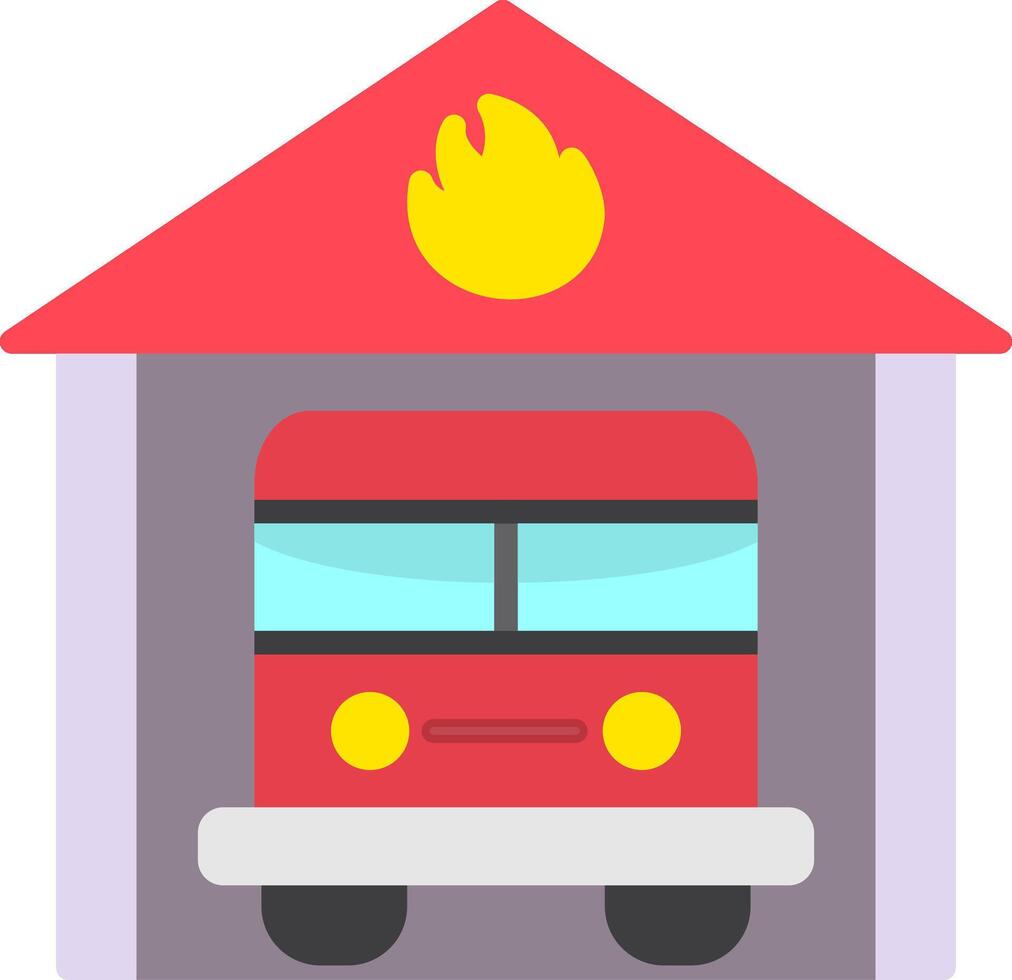 Fire Station Flat Icon vector