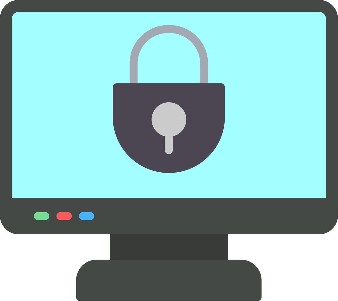 Locked Computer Flat Icon vector