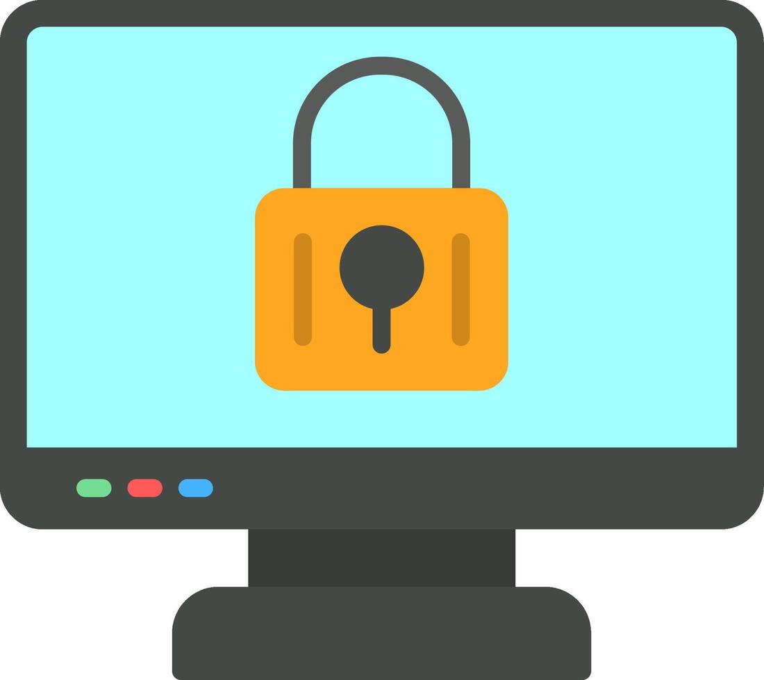 Locked Computer Flat Icon vector