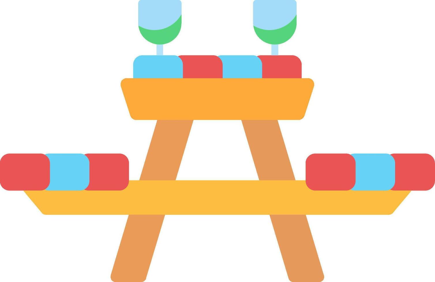 Picnic Table Flat Icon vector