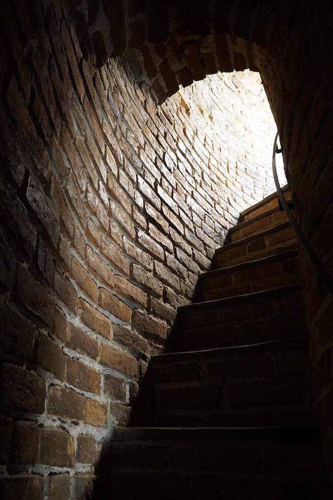 Czersk, Poland - March 24th, 2024 - Stairs in tower at Masovian Dukes Castle photo