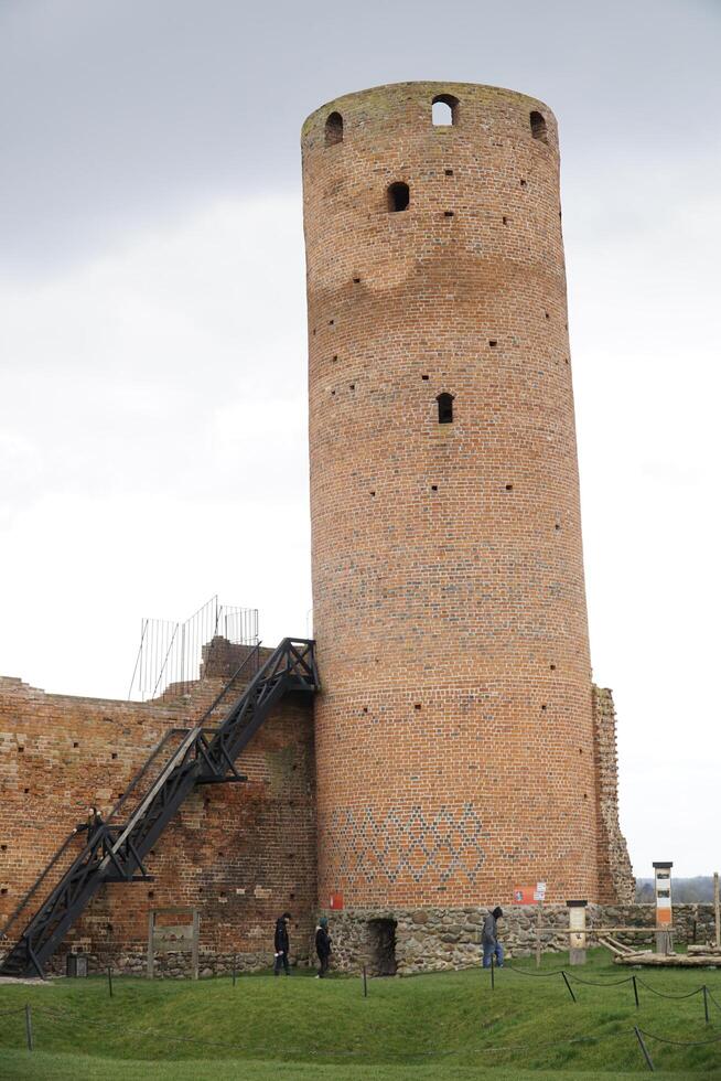 Czersk, Poland - March 24th, 2024 - Round tower and defensive wall at Masovian Dukes Castle photo