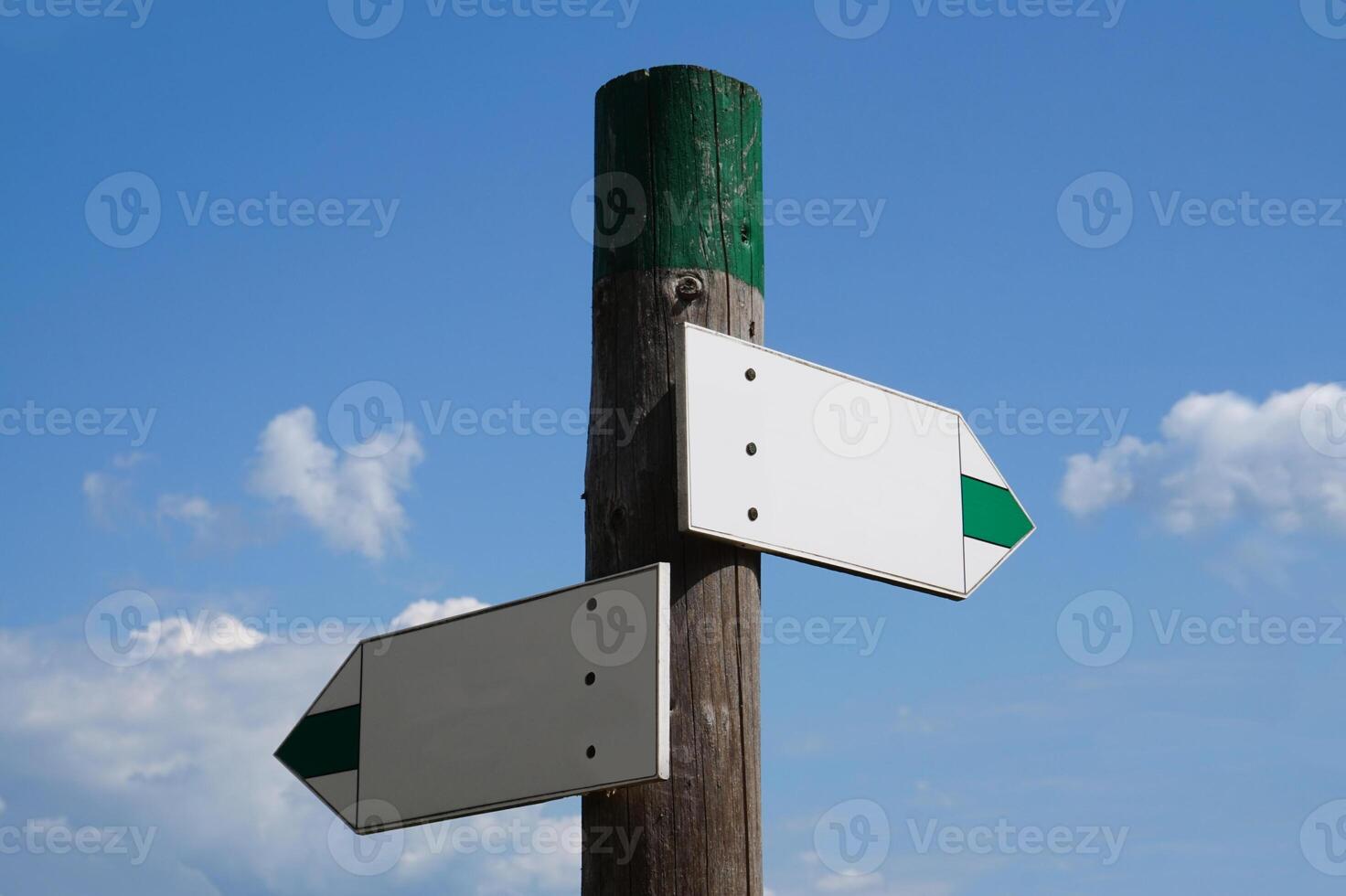 Wooden Signpost with Two Arrows photo