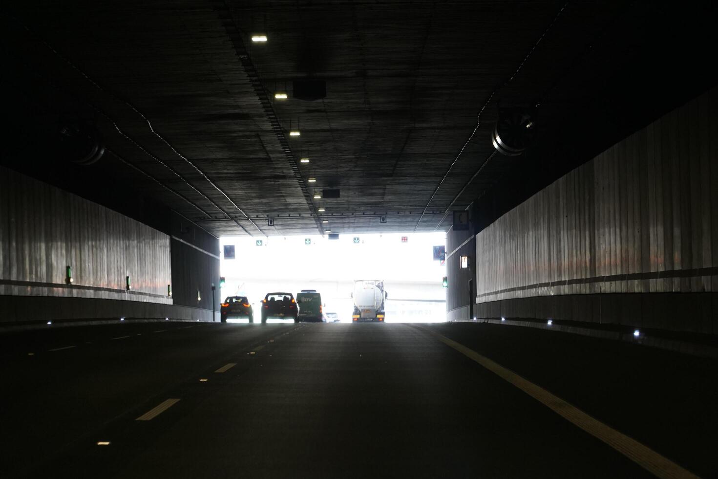 Warsaw, Poland - March 10th, 2024 - Driving a Car in Ursynow Tunnel photo