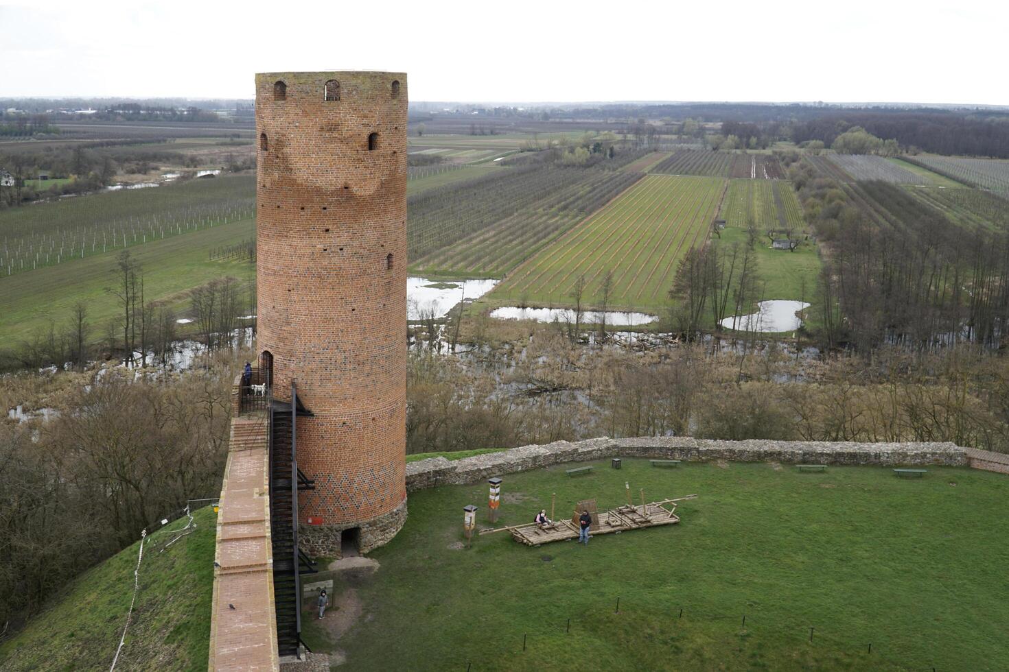 Czersk, Poland - March 24th, 2024 - Round tower and defensive wall at Masovian Dukes Castle photo