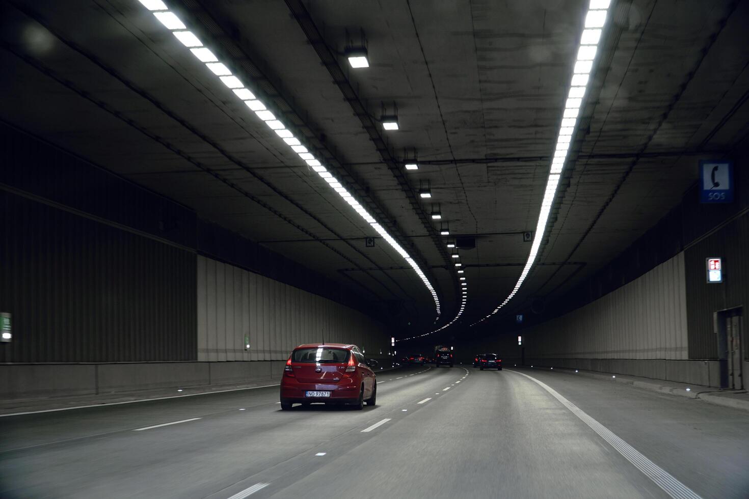 Warsaw, Poland - March 10th, 2024 - Driving a Car in Ursynow Tunnel photo