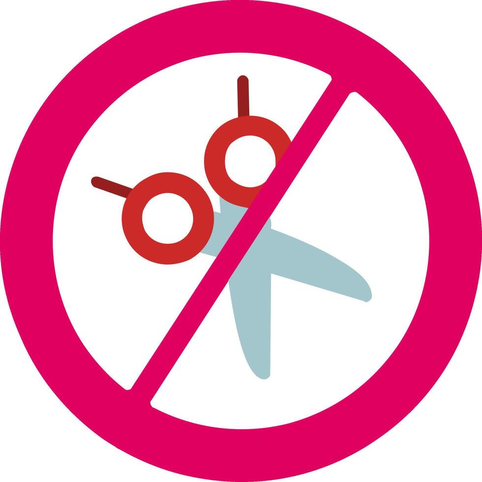 No Scissors Flat Icon vector